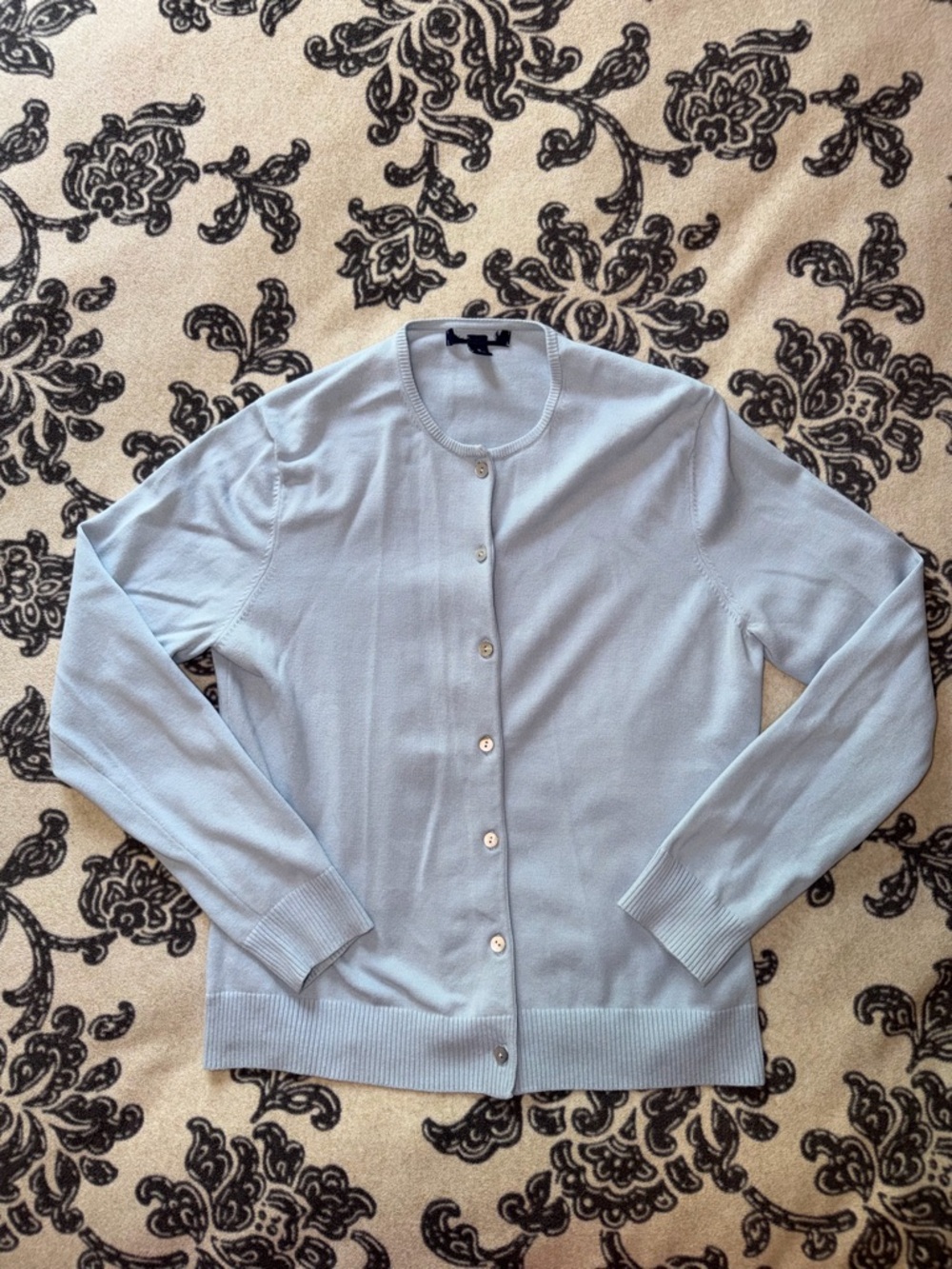 Light Blue Women's Crewneck Cardigan Sweater